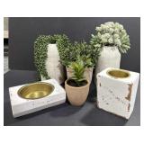 Candleholders and Faux Greenery