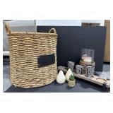 Woven, Wood and Candle Home Decor