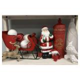Metal Sleigh with Santa Snow Globe and More