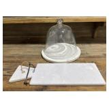 Cloche Set with Marble Cutting Board