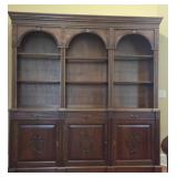 Mahogany Library Triple Arch Hutch Over Cabinet