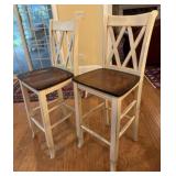 Two Wooden Bar Height Stools