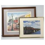 Two Framed Train Artwork