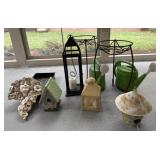 Two Bird Houses, Two Plant Stands, Two Lanterns