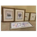 Five Framed Prints, One Hydrangeas