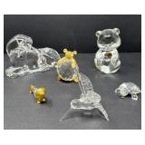 Six Glass and Crystal Figurines