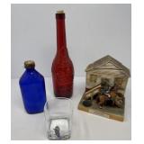 Lionstone Decanter, Two Bottles and Glass