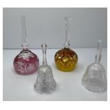 Four Crystal and Glass Bells