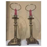 Brass Hurricane Candlestick Holders