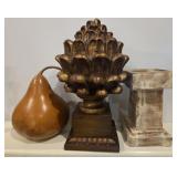 Home Decor Wood Artichoke, Pear and Pedestal