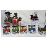 Train Glasses and Decorative Wooden Engine