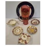 Vintage Limoges Dish Cranberry Pitcher and More