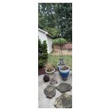Three Planters and Steps, Two Hooks, Bird House