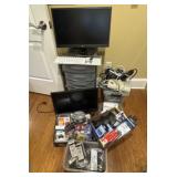 Two HP Monitors, Power Cords and Storage Devices