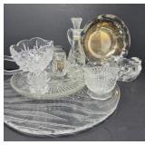 Collection of Glassware and Silver Plate Serving
