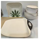 Ceramic Bowl, Plastic Bowls and Cutting Board