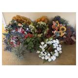 Various Wreaths and Faux Potted Flowers