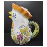 Franco Deruta Hand-Painted Italian Rooster Pitcher