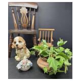 Porcelain Flower Basket, Doll Chairs, Home Decor