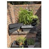 Eight Plastic Planters, One Trellis, One Bell