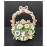 Italian Capodimonte Porcelain Flower Basket