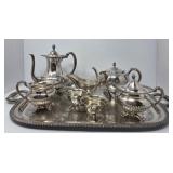 Silver Plate Serving Tray and Other Pieces