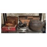 Cast Iron Tea Kettle and Additional Vintage Items