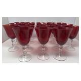 Ruby Red Bubble Stem Water Goblets