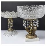 Crystal and Brass Compote/ Glass Compote
