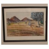 Framed Charcoal Original Drawing Lorie Hoffman