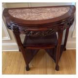 Demilune Rose Marble Inlay Entry/Console Table