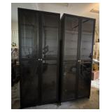 Two Black Cabinets with Glass Doors