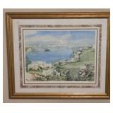 Framed Signed Island Life Watercolor by C Holding
