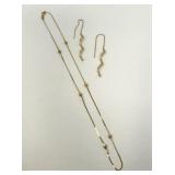 14K Gold Israel Corkscrew Earrings, Necklace