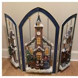 Metal Snow Scene Fireplace Screen