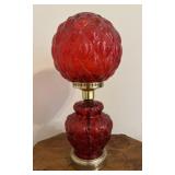Ruby Red Glass Table Lamp