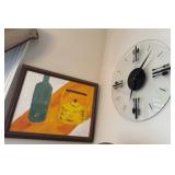 Framed Artwork and Clock
