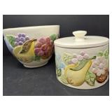 Ceramic Floral and Fruit Bowl and Container