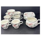 Mikasa Seven Cups with Saucers and Creamer