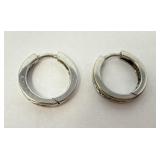 10K White Gold Small Hoops with Clear Stones