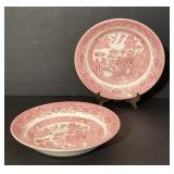 Six Churchill Willow Rosa Pink Soup Bowls
