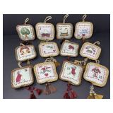 Hand Stitched Twelve Days of Christmas Ornaments