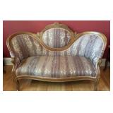 Victorian Style Carved Wood Settee