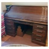 Oak Rolltop Desk and Supplies