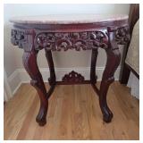 Carved Rosewood Marble Top Table