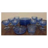 Hobnail Cobalt Dessert Set