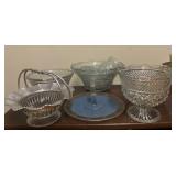 Cut Glass Punch Bowl and Serving Pieces