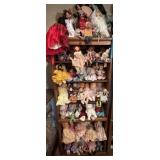 Bookshelf with Collectible Dolls