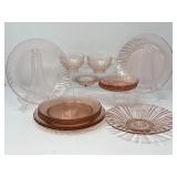 Pink Glass Cups, Dishes, Arcoroc Plates