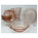 Pink Depresion Glass Serving Ware and Bowls
